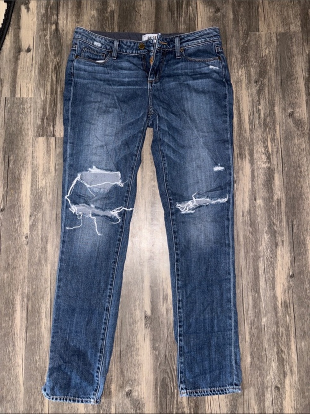 Paige Skinny Verdugo Ankle Jeans Size 27 Brady Destructed Medium Wash